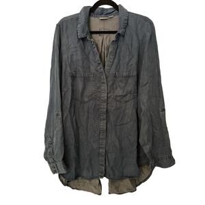 CATO Denim Color Button Down Blouse, Sz 18 / 20W 100% Tencel